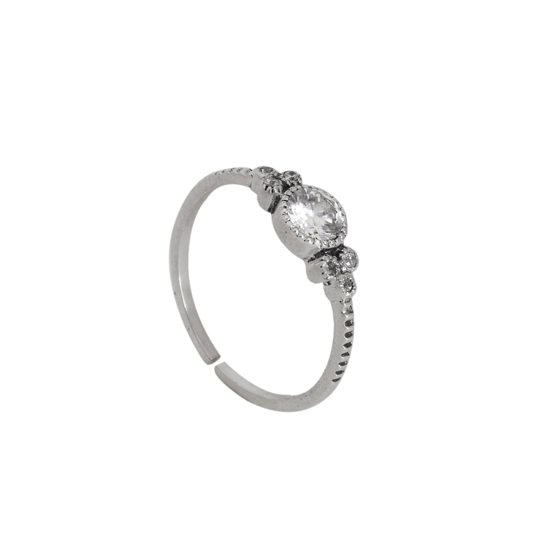 925 Silver Cubic Zirconia Adjustable Ring for Women | Gift