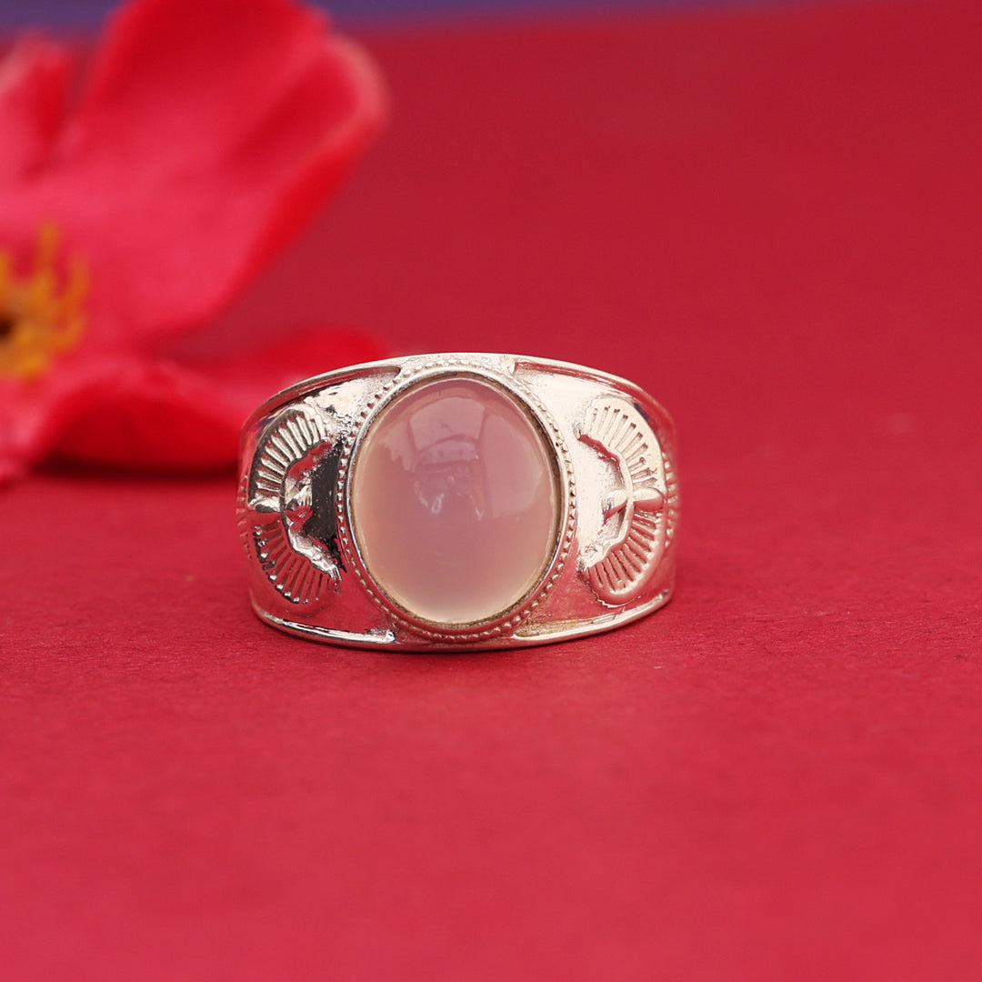 Silver Adjustable Ring with Oval Gemstone for Women | Gift Jewelry