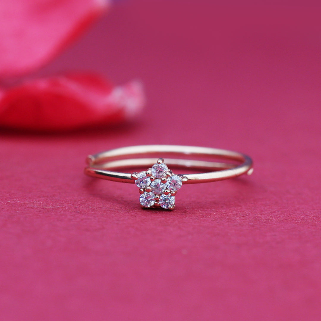Rose Gold Flower Ring with Cubic Zirconia | Women's Jewelry Gift