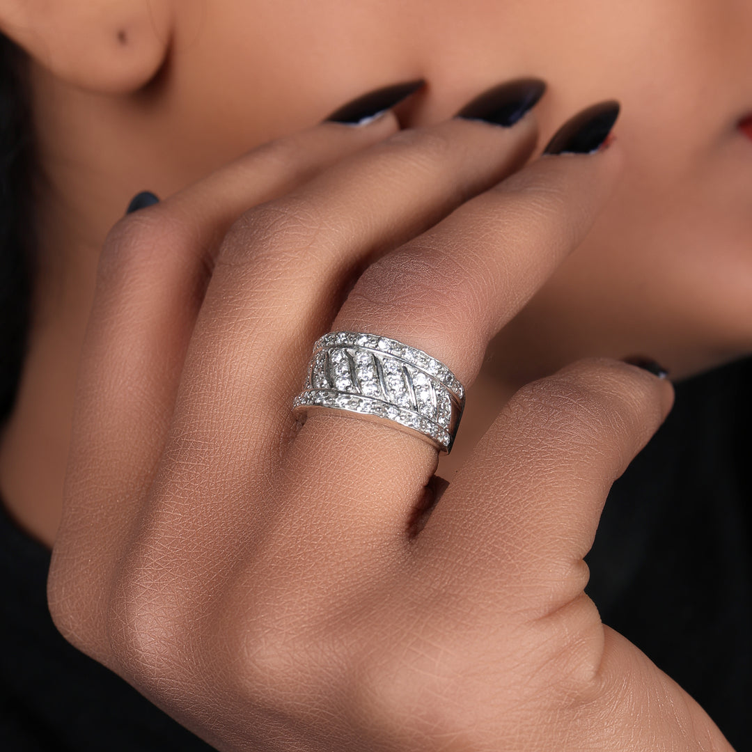 Silver Diamond Ring for Women | Anniversary Gift