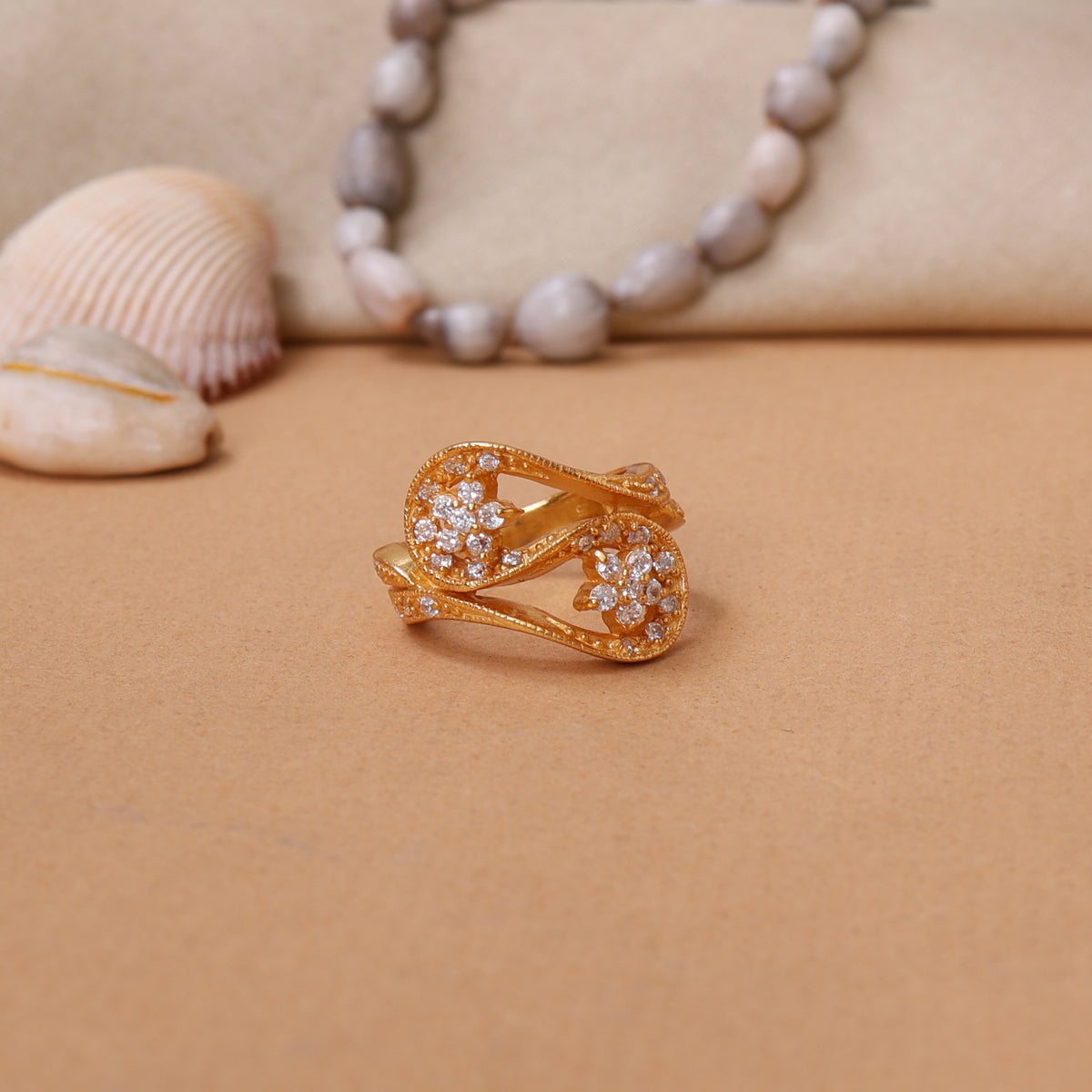 Gold floral diamond ring for women | luxury jewelry gift