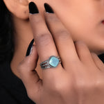 Load image into Gallery viewer, 925 Silver Chalcedony Ring for Women | Square Stone Jewelry
