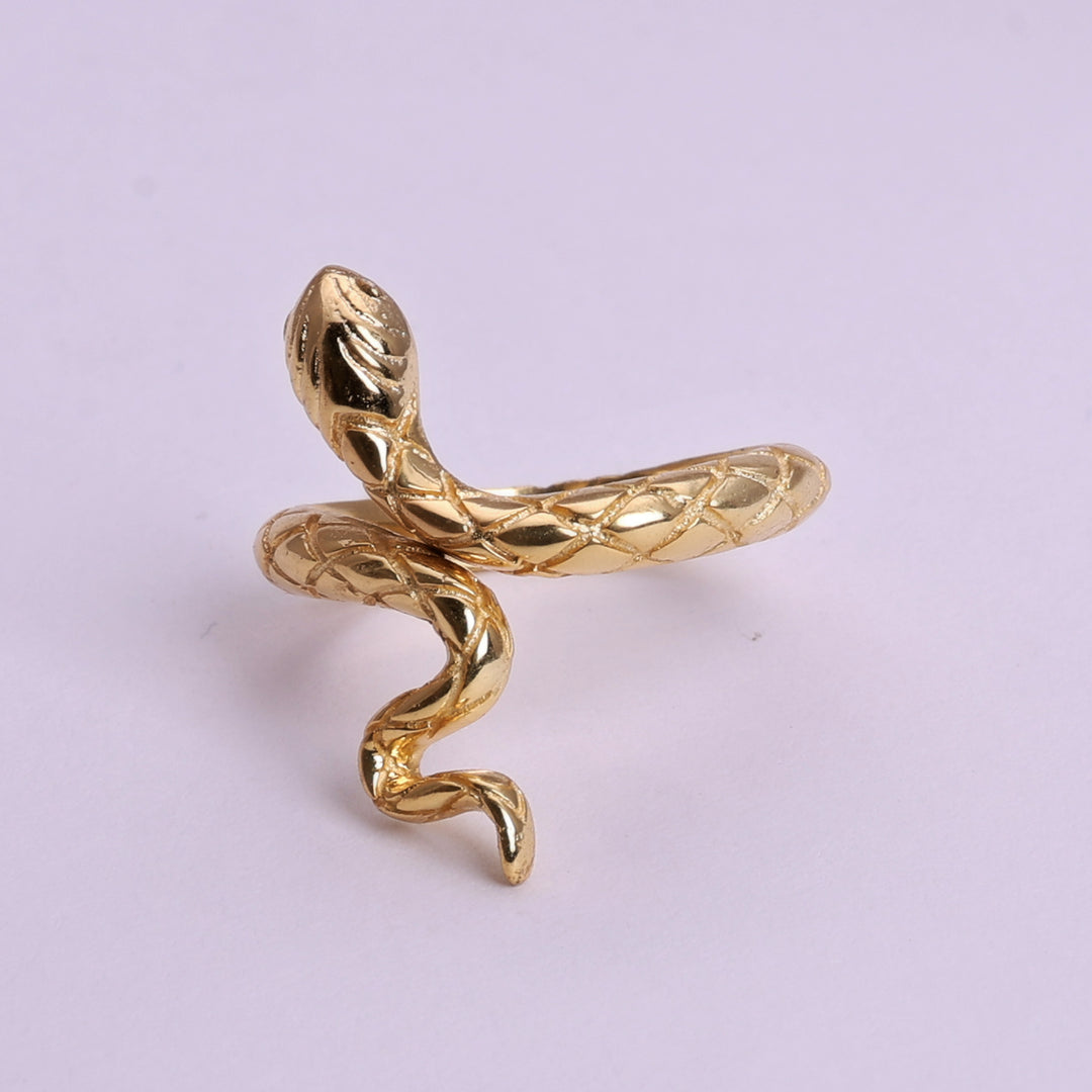 Gold Plated Snake Wrap Ring | Adjustable Coiled Serpent Jewelry for Women
