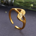 将图像加载到图库查看器中， Gold Plated Open Ring with Intertwined Leaf Motif for Women

