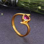 Load image into Gallery viewer, Gold-Plated Adjustable Ring with Pear Ruby Stone for Women
