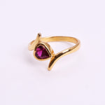 Load image into Gallery viewer, Gold-Plated Adjustable Ring with Pear Ruby Stone for Women
