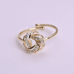 将图像加载到图库查看器中， Gold Plated Adjustable Knot Ring with Cubic Zirconia Stones
