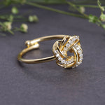 将图像加载到图库查看器中， Gold Plated Adjustable Knot Ring with Cubic Zirconia Stones
