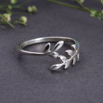 将图像加载到图库查看器中， 925 Sterling Silver Olive Branch Wrap Ring for Women | Minimalist Band
