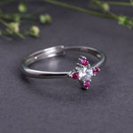 Load image into Gallery viewer, 925 Sterling Silver Adjustable Ring with White &amp; Pink CZ Stones
