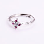 Load image into Gallery viewer, 925 Sterling Silver Adjustable Ring with White &amp; Pink CZ Stones
