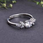 将图像加载到图库查看器中， Sterling Silver Solitaire &amp; Marquise Accent Ring for Women
