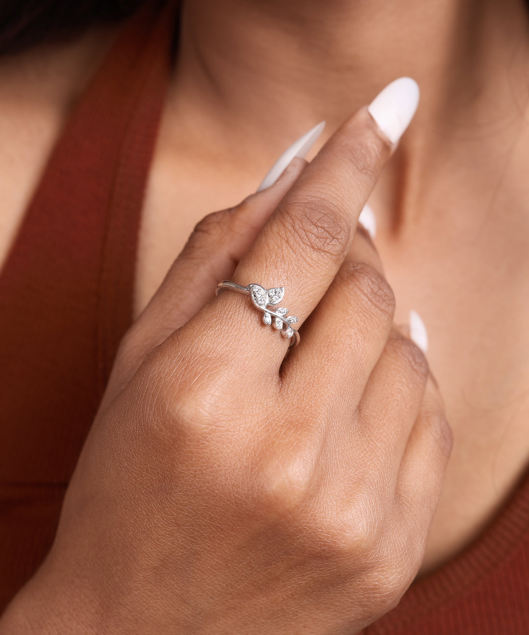 925 Sterling Silver Adjustable Open Ring with Cubic Zirconia Accents
