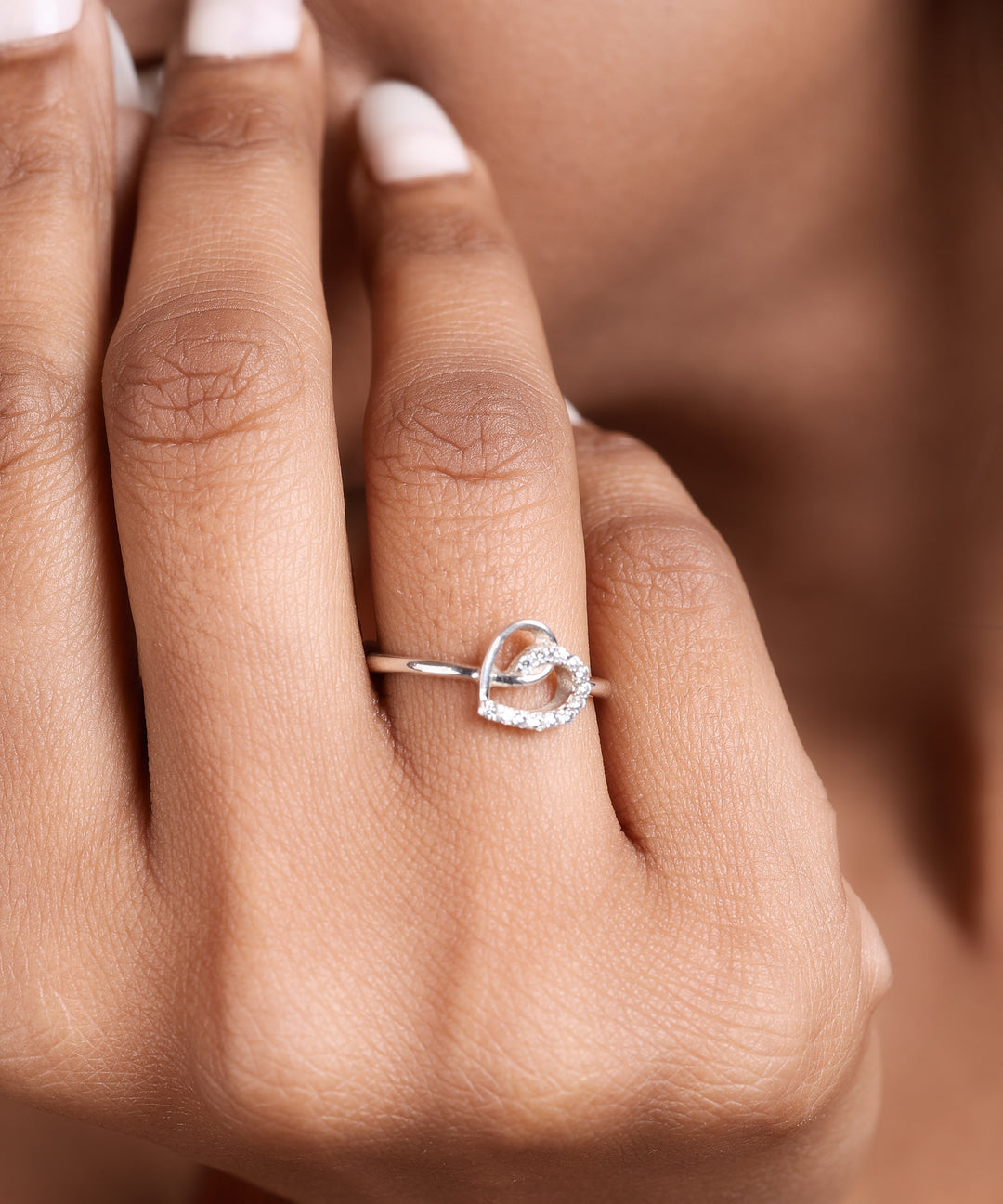 925 Sterling Silver Adjustable Ring with Clear CZ Accent Stones