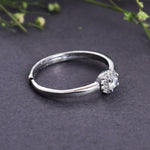 将图像加载到图库查看器中， 925 Sterling Silver Solitaire Cubic Zirconia Adjustable Ring for Women
