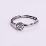 将图像加载到图库查看器中， 925 Sterling Silver Solitaire Cubic Zirconia Adjustable Ring for Women
