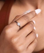 将图像加载到图库查看器中， 925 Sterling Silver Solitaire Cubic Zirconia Adjustable Ring for Women

