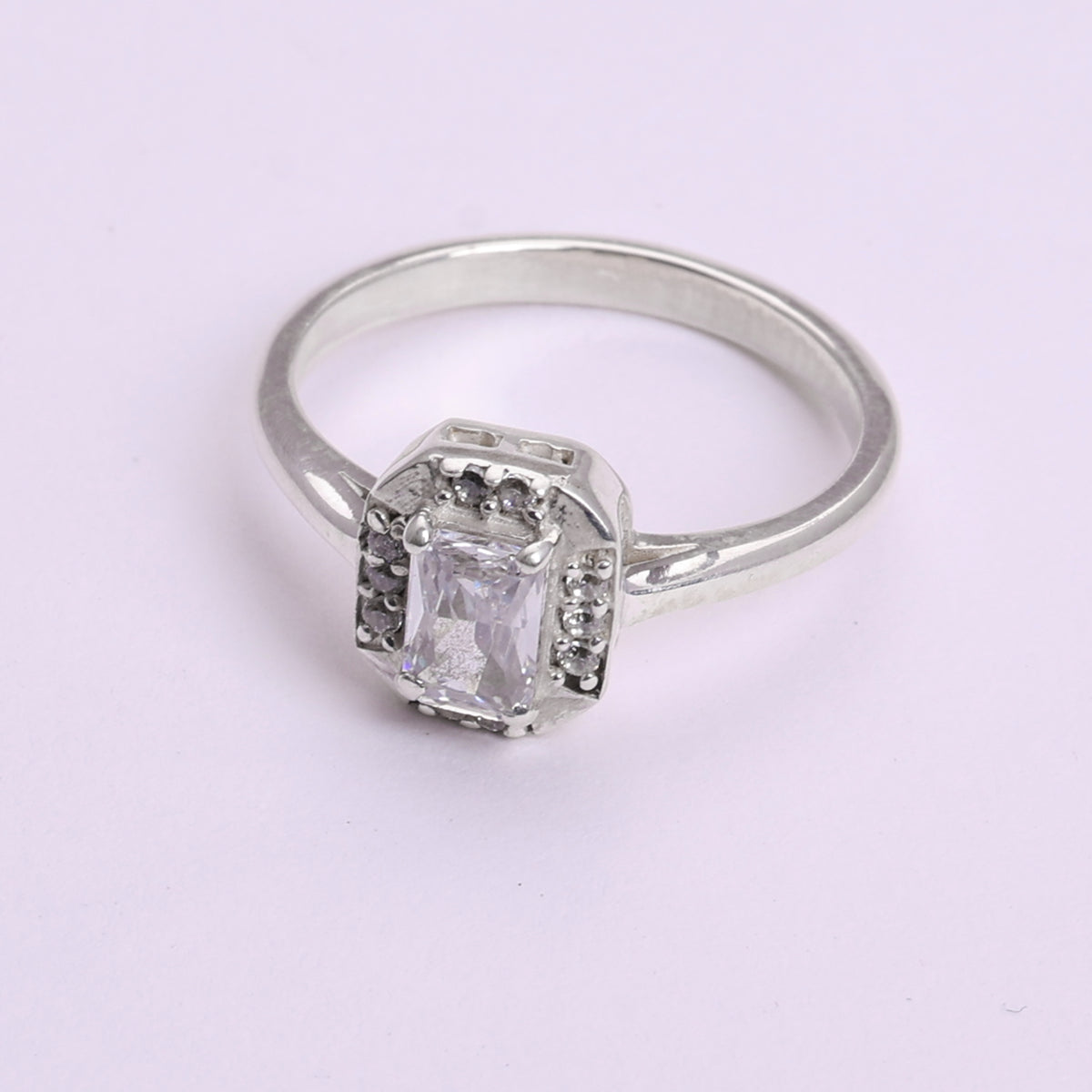 925 sterling silver emerald cut solitaire ring for women