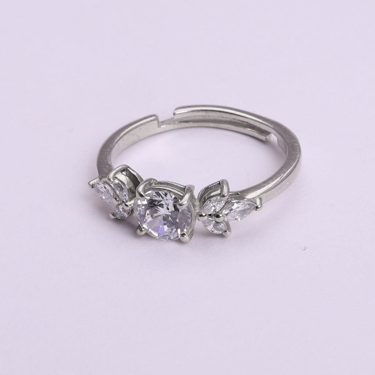 925 sterling silver solitaire cluster adjustable ring for women