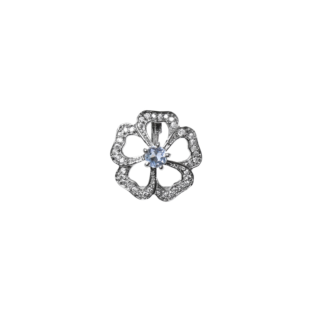 925 Silver Flower Jewelry Set with Blue Gemstone | Women's Gift
