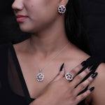 将图像加载到图库查看器中， 925 Silver Flower Jewelry Set with Blue Gemstone | Women's Gift
