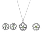 将图像加载到图库查看器中， 925 Silver Flower Jewelry Set with Green Gemstone | Gift for Her

