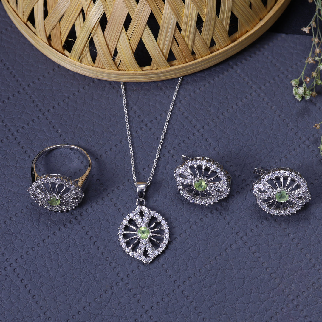 925 Silver Peridot Jewelry Set for Women | Gift for Her