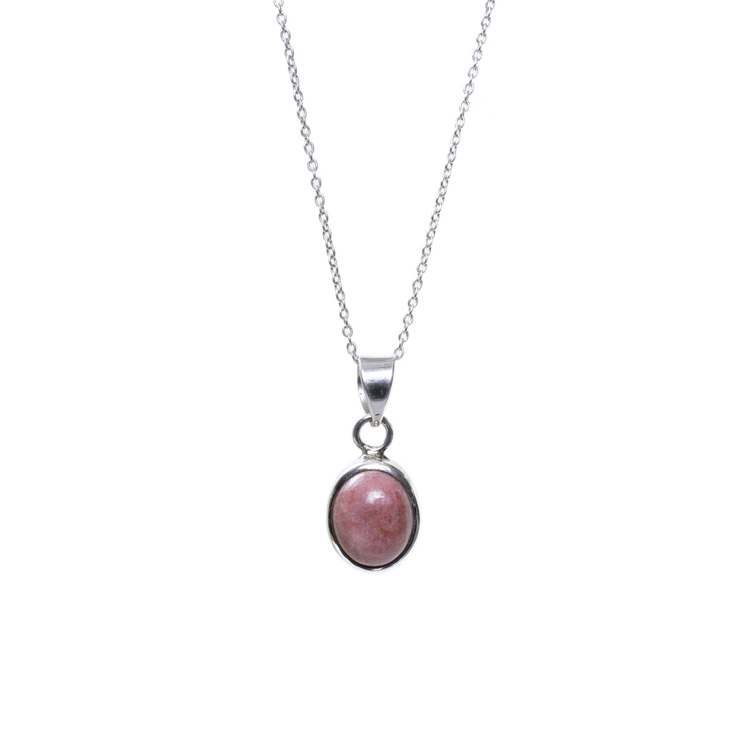 925 Silver Rhodochrosite Jewelry Set | Gemstone Earrings & Necklace for Women