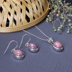 将图像加载到图库查看器中， 925 Silver Rhodochrosite Jewelry Set | Gemstone Earrings &amp; Necklace for Women
