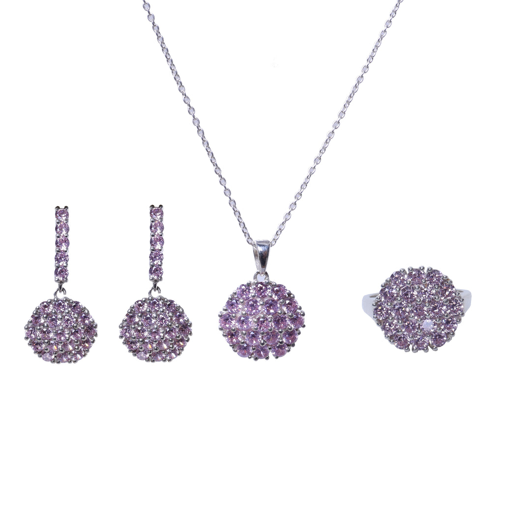 925 Silver Pink Gemstone Jewelry Set for Women | Gift