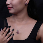 将图像加载到图库查看器中， 925 Silver Heart Earrings &amp; Necklace Set | Ruby Jewelry for Women
