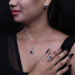 将图像加载到图库查看器中， 925 Silver Amethyst Jewelry Set for Women | Gift Idea
