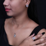 将图像加载到图库查看器中， 925 Silver Amethyst Jewelry Set | Stud Earrings, Pendant, Ring
