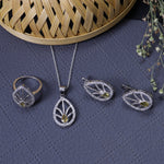 将图像加载到图库查看器中， 925 Silver Citrine Jewelry Set | Leaf Design | Gift for Her

