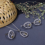 将图像加载到图库查看器中， 925 Silver Citrine Jewelry Set | Leaf Design | Gift for Her
