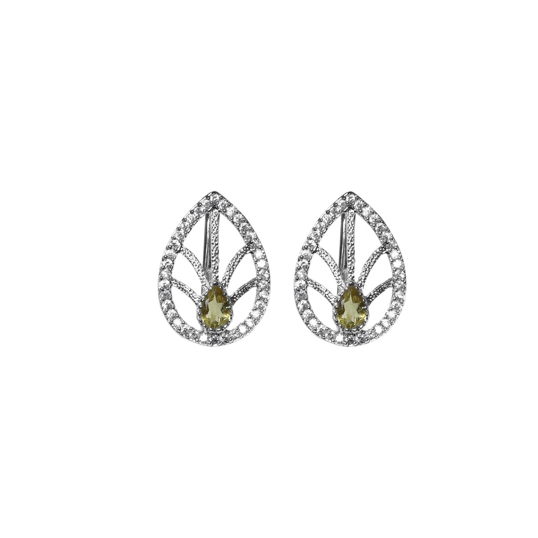 925 Silver Citrine Jewelry Set | Leaf Design | Gift for Her