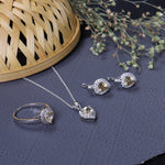 将图像加载到图库查看器中， 925 Silver Heart Jewelry Set (Earrings, Necklace &amp; Ring) | Gift
