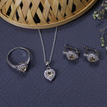 将图像加载到图库查看器中， 925 Silver Heart Jewelry Set (Earrings, Necklace &amp; Ring) | Gift
