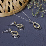 将图像加载到图库查看器中， 925 Silver Teardrop Earrings &amp; Pendant Set | Yellow Gemstone
