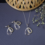 将图像加载到图库查看器中， 925 Silver Teardrop Earrings &amp; Pendant Set | Yellow Gemstone
