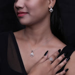 将图像加载到图库查看器中， 925 Silver Diamond Set (Earrings, Necklace, Ring) | Women's Jewelry
