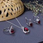 将图像加载到图库查看器中， 925 Silver Ruby Jewelry Set for Women | Gift Idea
