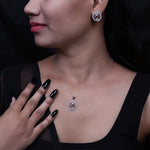 将图像加载到图库查看器中， 925 Silver Cubic Zirconia Cufflinks &amp; Pendant Set | Gift for Him
