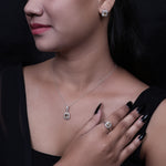 将图像加载到图库查看器中， Silver Citrine Jewelry Set | Earrings, Necklace &amp; Ring for Women
