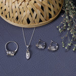 将图像加载到图库查看器中， Silver Citrine Jewelry Set: Earrings, Necklace, Ring | Gift Set
