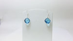 Load and play video in Gallery viewer, Silver Blue Topaz Cushion Cut Drop Earrings for Women
