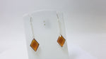 Load and play video in Gallery viewer, Silver Rhombus Drop Earrings with Amber Gemstone | Women&#39;s Jewelry
